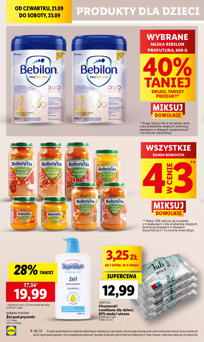 Gazetka promocyjna Lidl - GAZETKA - ważna 21.09 do 23.09.2023 - strona 38 - produkty: BEBILON, BoboVita, Chusteczki, Dzieci