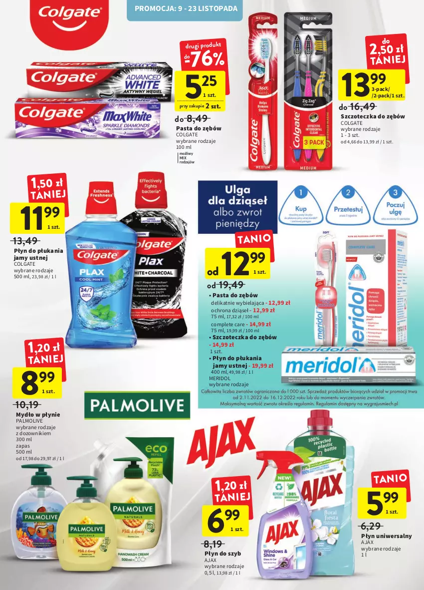 Gazetka promocyjna Intermarche - Gazetka Intermarche - ważna 09.11 do 16.11.2022 - strona 35 - produkty: Ajax, Colgate, Dozownik, LG, Mydło, Mydło w płynie, Palmolive, Pasta do zębów, Płyn do płukania, Płyn do płukania jamy ustnej, Płyn do szyb, Szczoteczka, Szczoteczka do zębów, Top