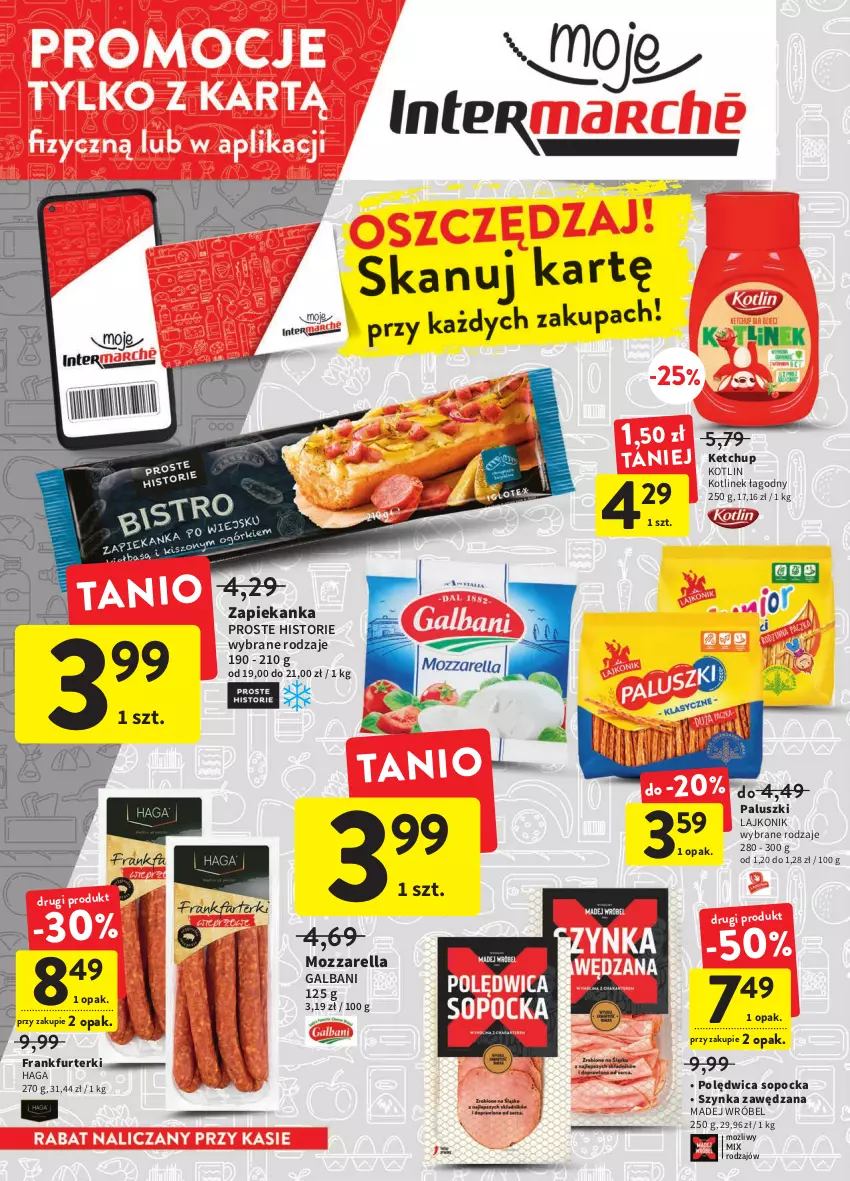 Gazetka promocyjna Intermarche - Gazetka Intermarche - ważna 09.11 do 16.11.2022 - strona 8 - produkty: Frankfurterki, Galbani, Ketchup, Kotlin, Lajkonik, Madej Wróbel, Mozzarella, Polędwica, Szynka, Zapiekanka