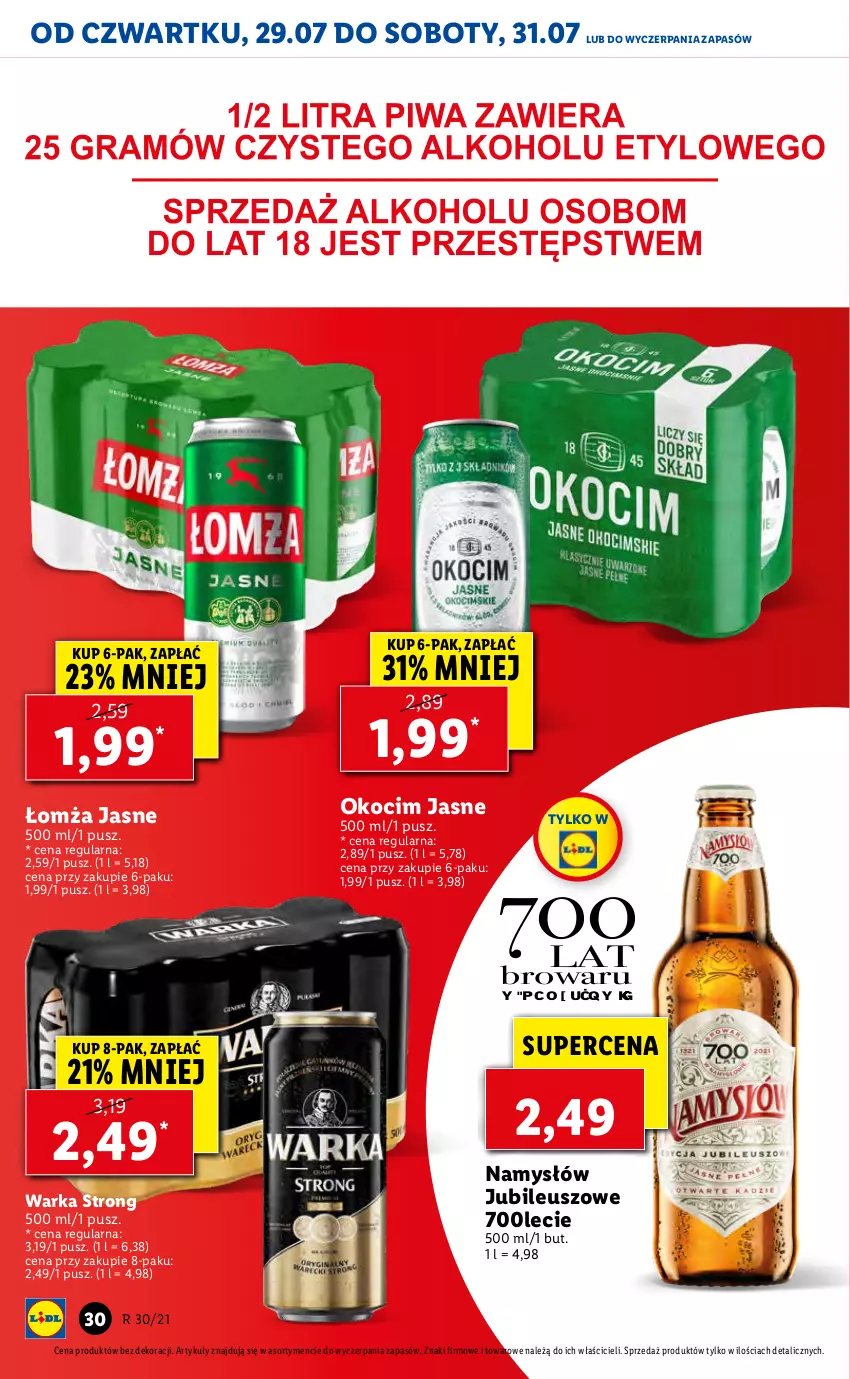 Gazetka promocyjna Lidl - GAZETKA - ważna 29.07 do 31.07.2021 - strona 30 - produkty: Koc, Namysłów, Okocim, Warka