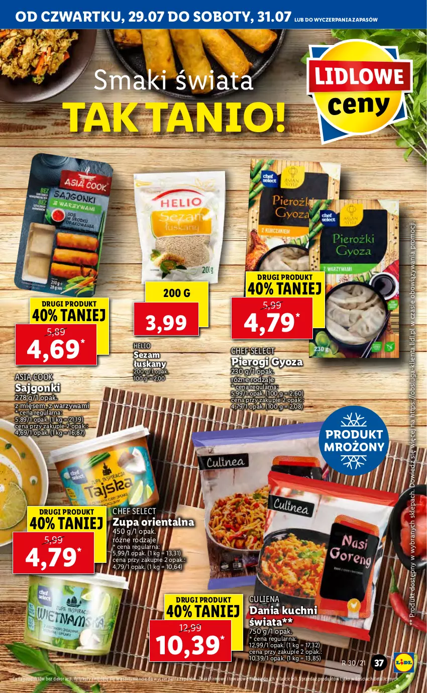 Gazetka promocyjna Lidl - GAZETKA - ważna 29.07 do 31.07.2021 - strona 37 - produkty: Helio, Pierogi, Pierogi gyoza, Sajgonki, Sezam, Warzywa, Zupa