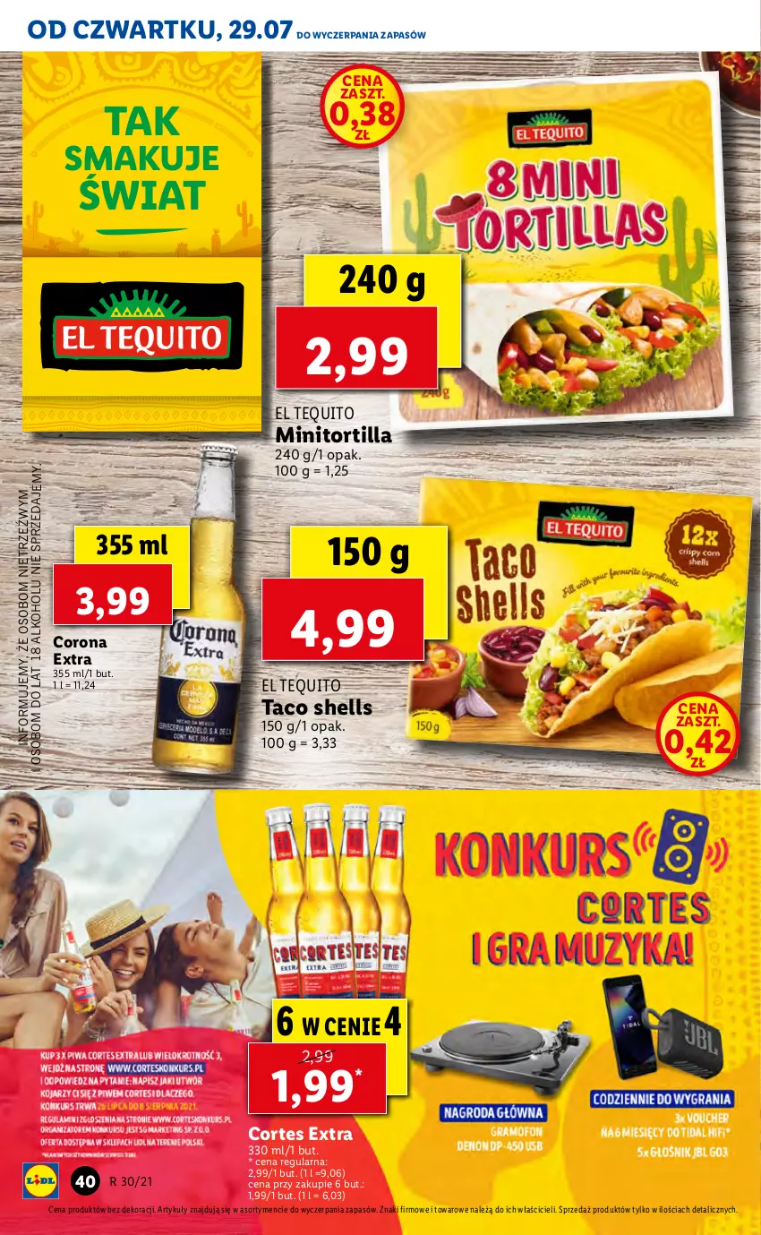 Gazetka promocyjna Lidl - GAZETKA - ważna 29.07 do 31.07.2021 - strona 40 - produkty: Corona Extra, Tortilla