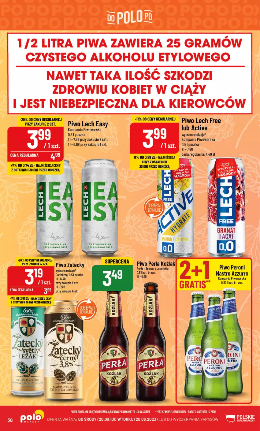 Gazetka promocyjna PoloMarket - Gazetka pomocyjna - ważna 20.09 do 26.09.2023 - strona 38 - produkty: Carlsberg, Perła, Piwo