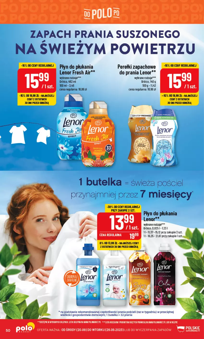 Gazetka promocyjna PoloMarket - Gazetka pomocyjna - ważna 20.09 do 26.09.2023 - strona 50 - produkty: BIC, Lenor, Płyn do płukania, Pościel, Top