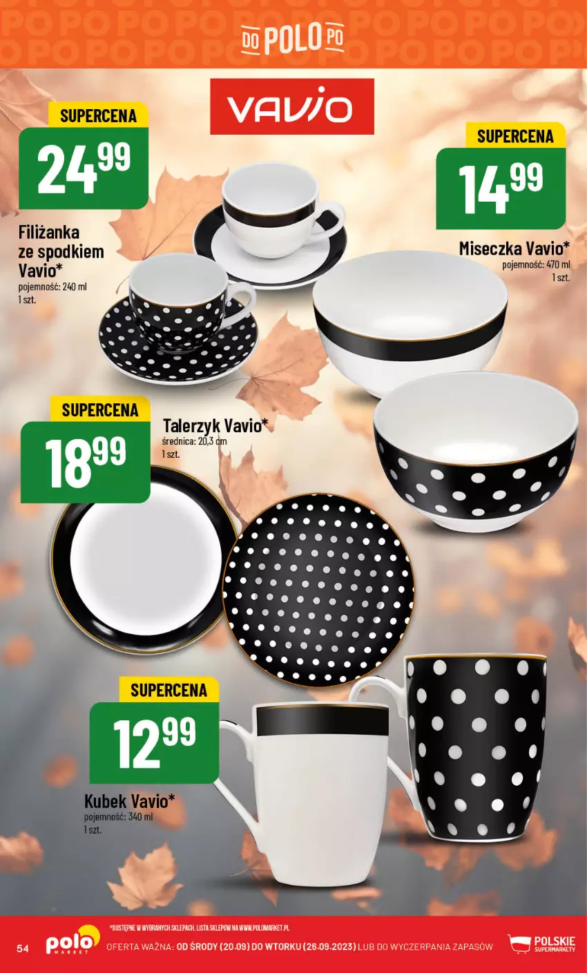 Gazetka promocyjna PoloMarket - Gazetka pomocyjna - ważna 20.09 do 26.09.2023 - strona 54 - produkty: Filiżanka, Miseczka, Talerz, Talerzyk