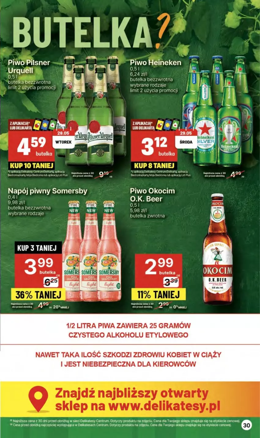 Gazetka promocyjna Delikatesy Centrum - NOWA GAZETKA Delikatesy Centrum od 23 maja! 23-29.05.2024 - ważna 23.05 do 29.05.2024 - strona 30 - produkty: Brit, Dron, Gra, Heineken, Koc, Napój, Okocim, Piec, Pilsner Urquell, Piwa, Piwo, Rum, Somersby