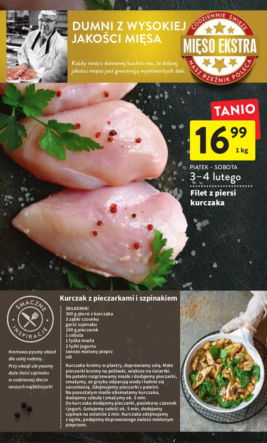 Gazetka promocyjna Intermarche - Gazetka Intermarche - ważna 02.02 do 08.02.2023 - strona 14 - produkty: Cebula, Czosnek, Filet z piersi kurczaka, Grzyby, JBL, Jogurt, Kurczak, Masło, Mięso, Piec, Pieczarka, Pieprz, Rum, Sok, Sól, Szpinak