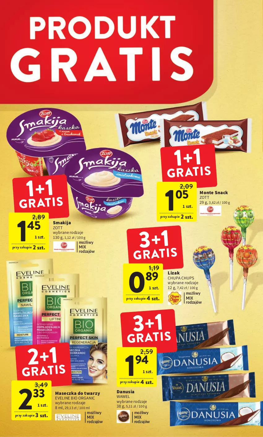 Gazetka promocyjna Intermarche - Gazetka Intermarche - ważna 02.02 do 08.02.2023 - strona 2 - produkty: Chupa Chups, Eveline, Monte, Smakija, Wawel, Zott