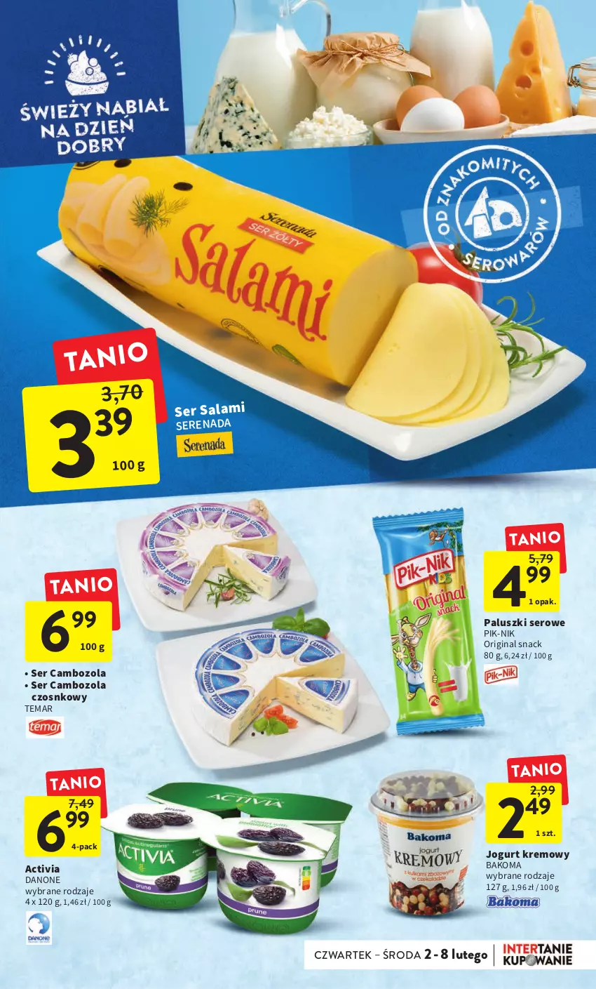 Gazetka promocyjna Intermarche - Gazetka Intermarche - ważna 02.02 do 08.02.2023 - strona 23 - produkty: Activia, Bakoma, Danone, Gin, Jogurt, Salami, Ser, Ser salami