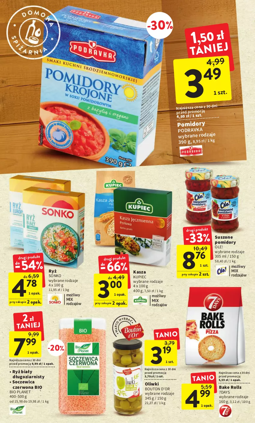 Gazetka promocyjna Intermarche - Gazetka Intermarche - ważna 02.02 do 08.02.2023 - strona 26 - produkty: Bake Rolls, Kasza, Kupiec, Ole!, Oliwki, Piec, Pomidory, Ryż, Ryż biały, Sonko, Suszone pomidory