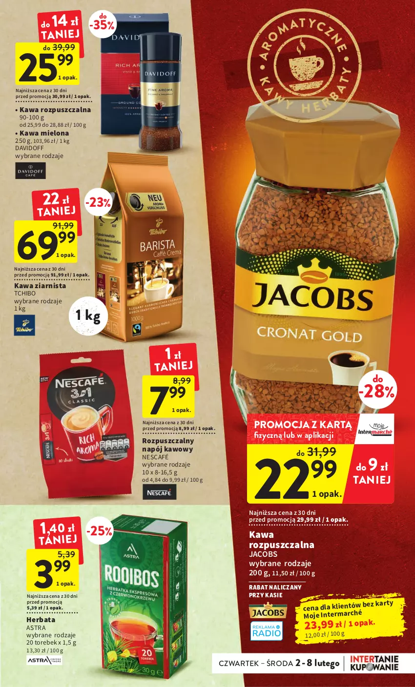 Gazetka promocyjna Intermarche - Gazetka Intermarche - ważna 02.02 do 08.02.2023 - strona 27 - produkty: Davidoff, Herbata, Jacobs, Kawa, Kawa mielona, Kawa rozpuszczalna, Kawa ziarnista, Napój, Nescafé, Tchibo