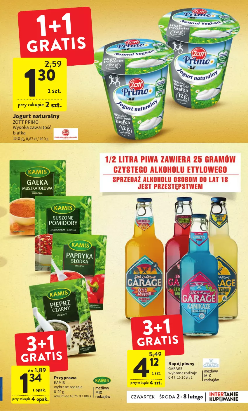 Gazetka promocyjna Intermarche - Gazetka Intermarche - ważna 02.02 do 08.02.2023 - strona 3 - produkty: Jogurt, Jogurt naturalny, Kamis, Napój, Sok, Zott, Zott Primo