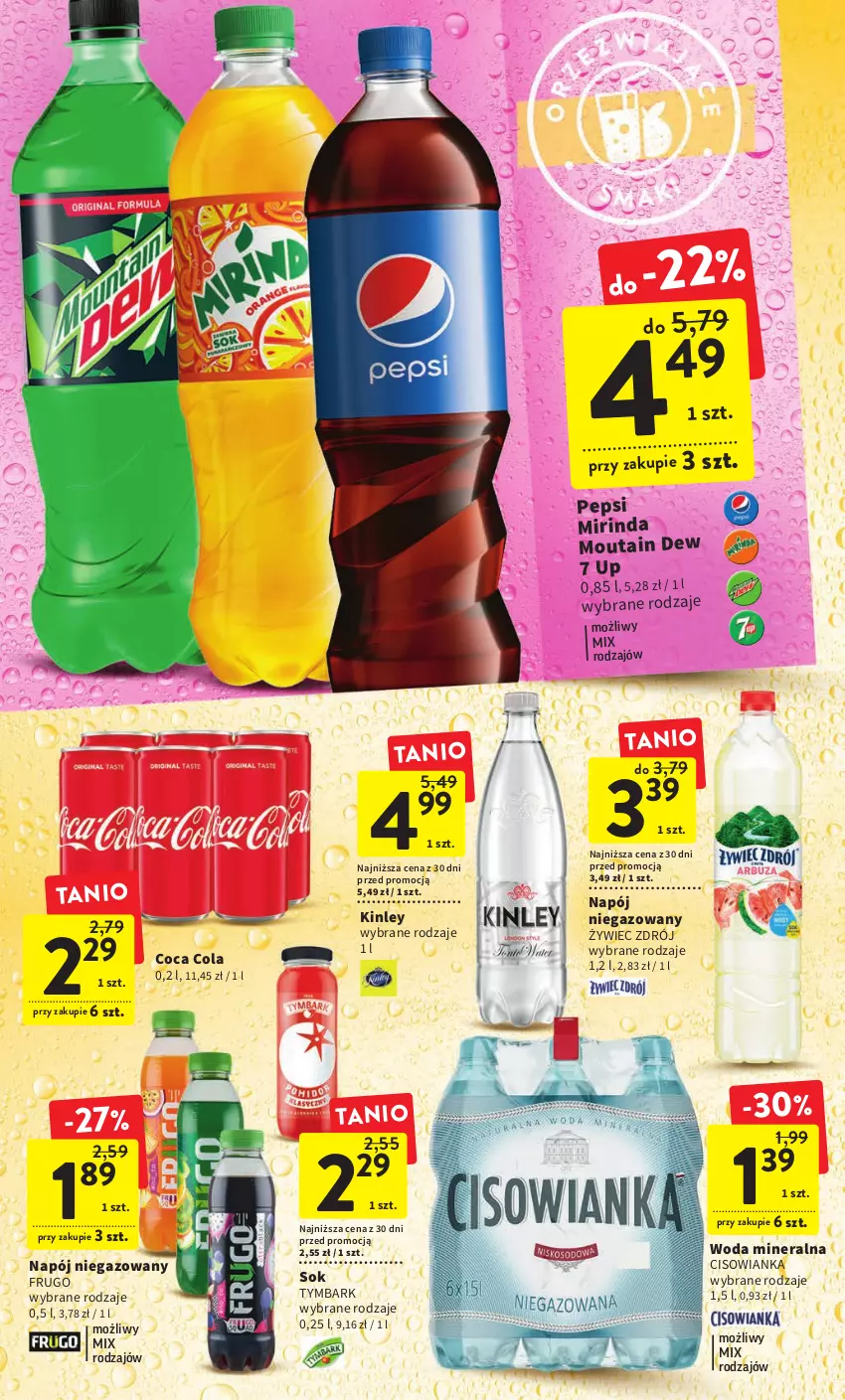 Gazetka promocyjna Intermarche - Gazetka Intermarche - ważna 02.02 do 08.02.2023 - strona 30 - produkty: Cisowianka, Mirinda, Napój, Napój niegazowany, Pepsi, Sok, Tymbark, Woda, Woda mineralna