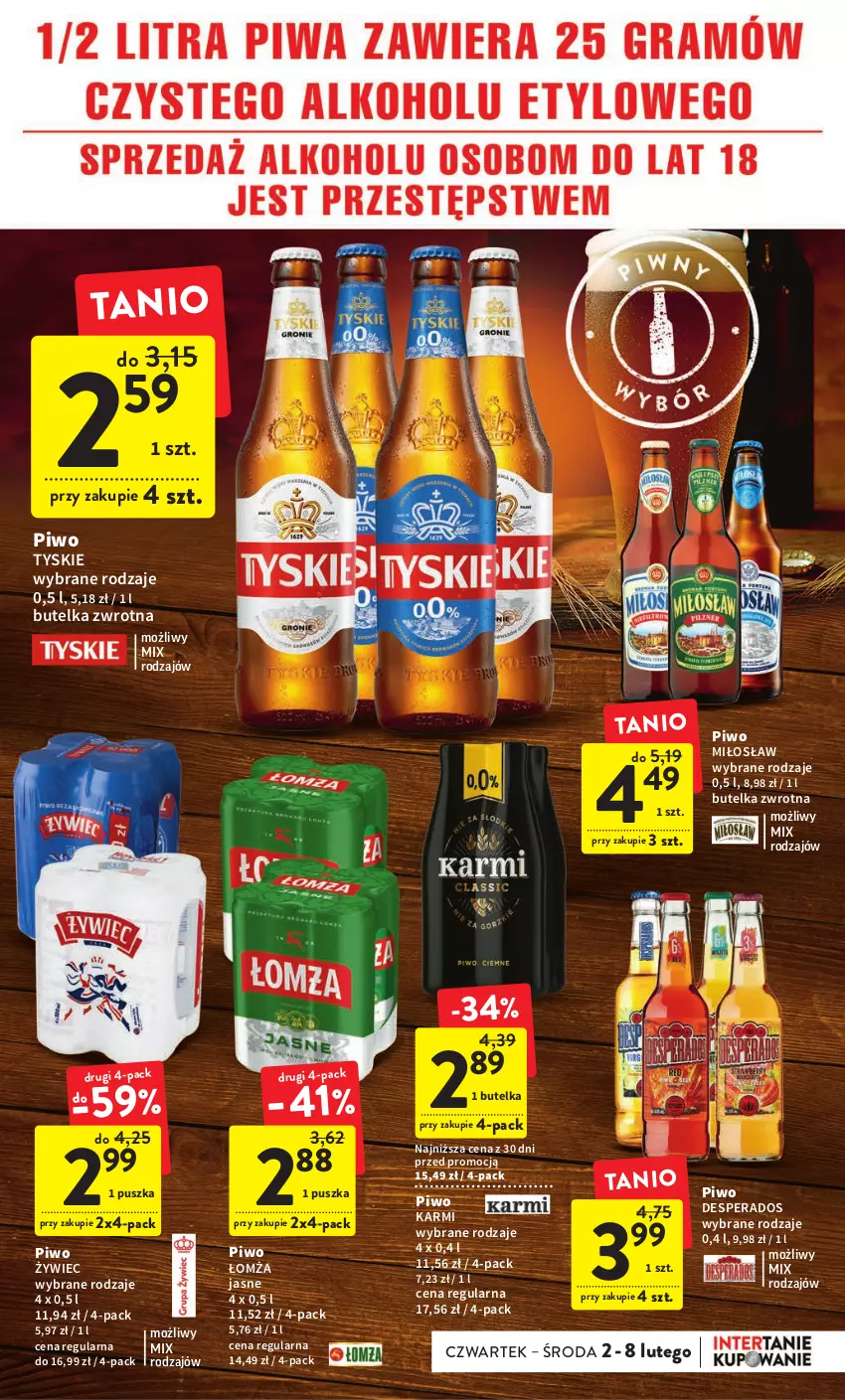 Gazetka promocyjna Intermarche - Gazetka Intermarche - ważna 02.02 do 08.02.2023 - strona 31 - produkty: Desperados, Karmi, Piwo, Tyskie