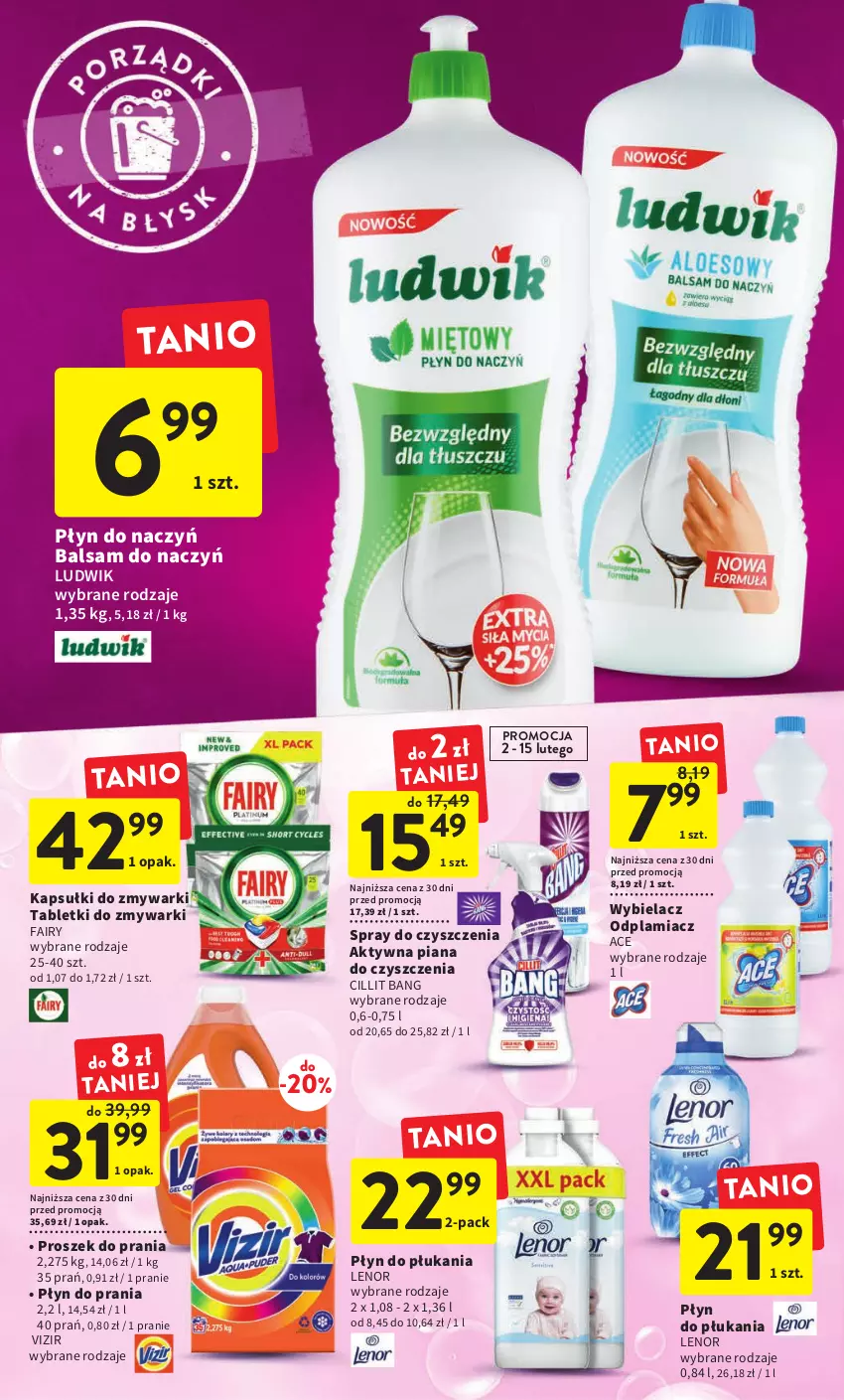 Gazetka promocyjna Intermarche - Gazetka Intermarche - ważna 02.02 do 08.02.2023 - strona 32 - produkty: Cillit Bang, Fa, Fairy, Lenor, Ludwik, Odplamiacz, Płyn do płukania, Płyn do prania, Proszek do prania, Spray do czyszczenia, Tablet, Tabletki do zmywarki, Vizir, Zmywarki