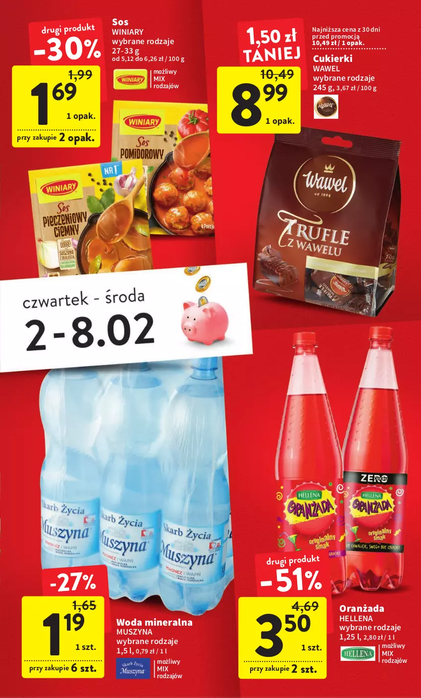 Gazetka promocyjna Intermarche - Gazetka Intermarche - ważna 02.02 do 08.02.2023 - strona 5 - produkty: Cukier, Cukierki, Hellena, Mus, Oranżada, Sos, Szyna, Wawel, Winiary, Woda, Woda mineralna