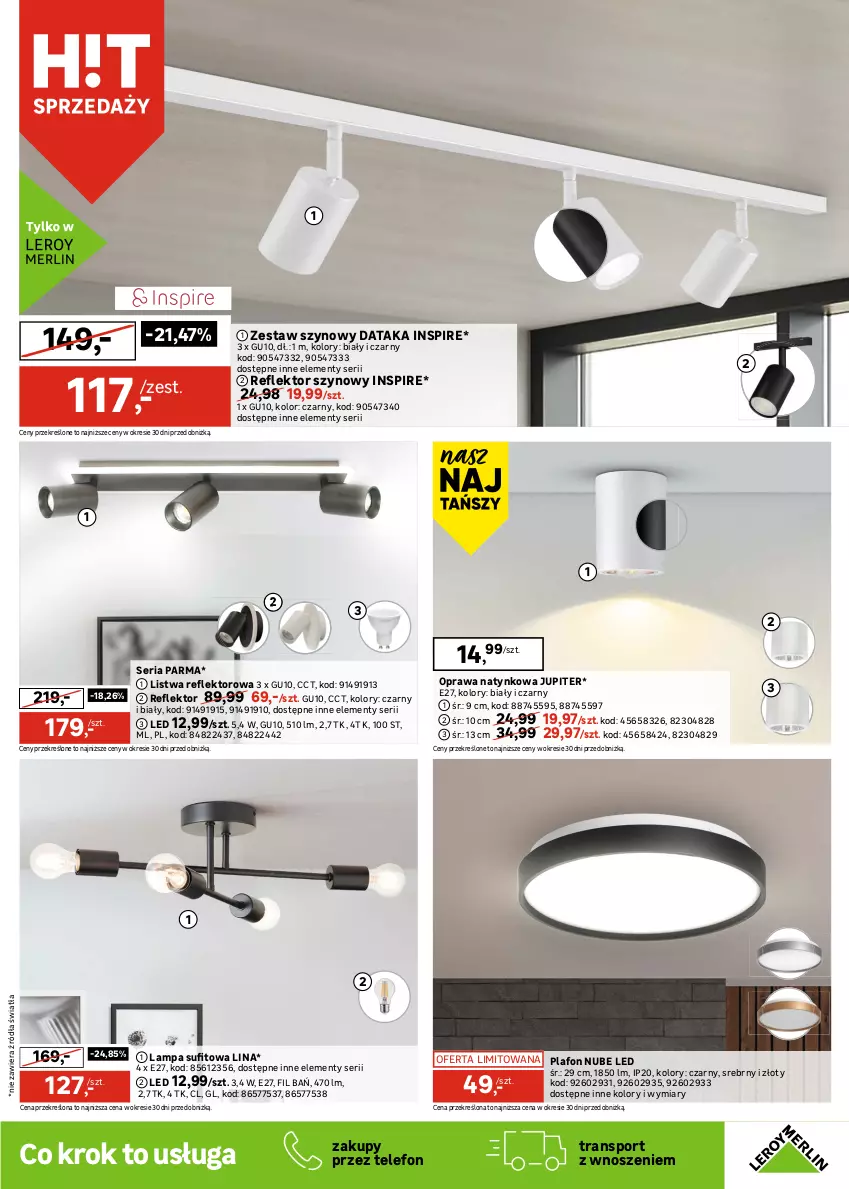 Gazetka promocyjna Leroy Merlin - Gazetka Leroy Merlin - ważna 24.09 do 14.10.2025 - strona 13 - produkty: Lampa, Lampa sufitowa, Lampa wisząca, Listwa, Plafon, Por, Reflektor, Ser, Sport, Telefon, Tran