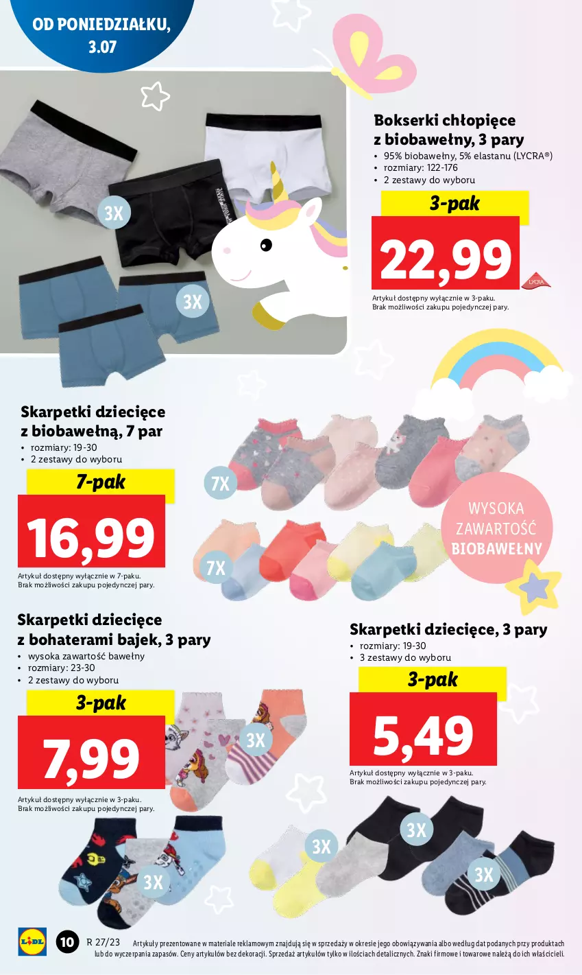 Gazetka promocyjna Lidl - GAZETKA - ważna 03.07 do 08.07.2023 - strona 10 - produkty: Bokserki, Dzieci, Karp, Ser, Skarpetki, Sok, Tera