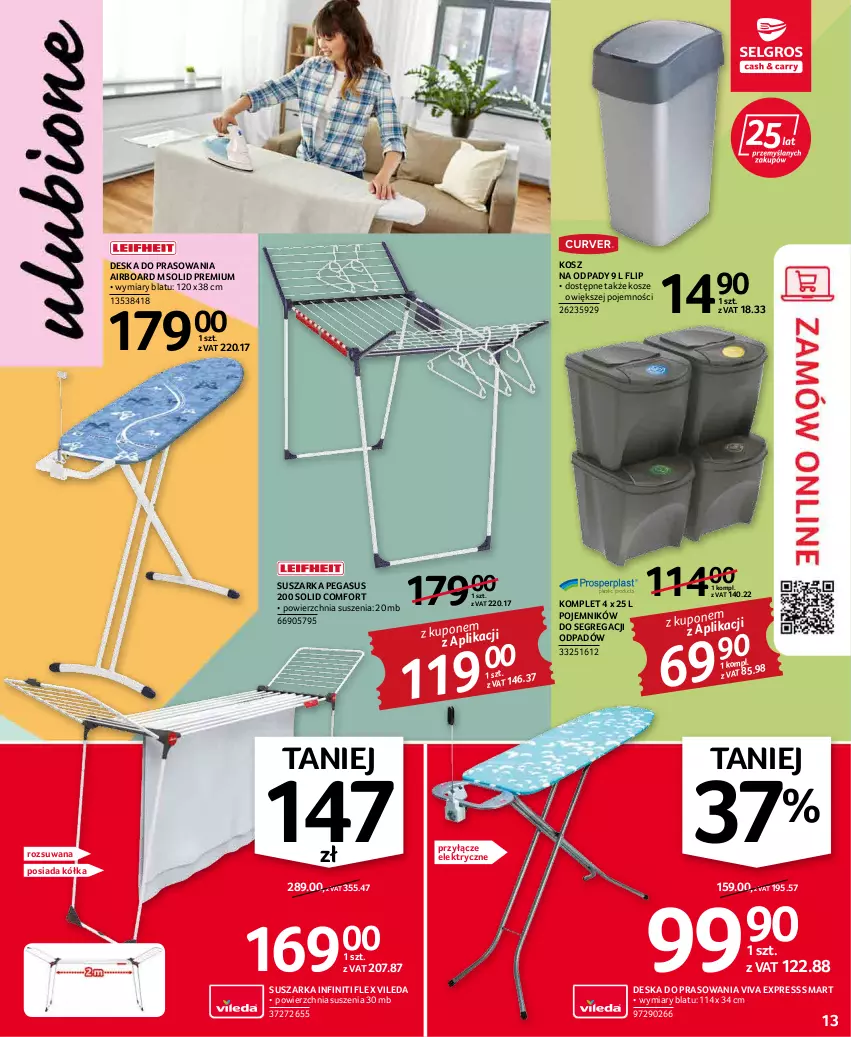 Gazetka promocyjna Selgros - Oferta przemysłowa - ważna 17.03 do 30.03.2022 - strona 13 - produkty: Asus, Deska do prasowania, Kosz, Kosz na odpady, Pojemnik, Suszarka, Vileda