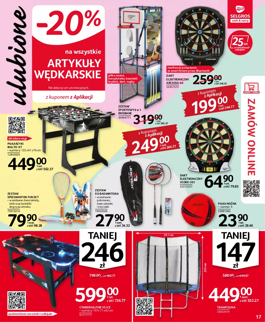 Gazetka promocyjna Selgros - Oferta przemysłowa - ważna 17.03 do 30.03.2022 - strona 17 - produkty: Dart elektroniczny, Gry, Kosz, Narożnik, Noż, Piłka nożna, Piłkarzyki, Pokrowiec, Por, Smartfon, Sport