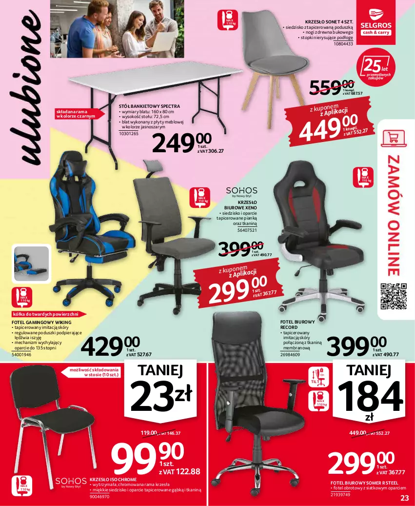 Gazetka promocyjna Selgros - Oferta przemysłowa - ważna 17.03 do 30.03.2022 - strona 23 - produkty: Biuro, Fotel, Fotel gamingowy, Krzesło, Rama, Siedzisko, Sok, Stół, Top