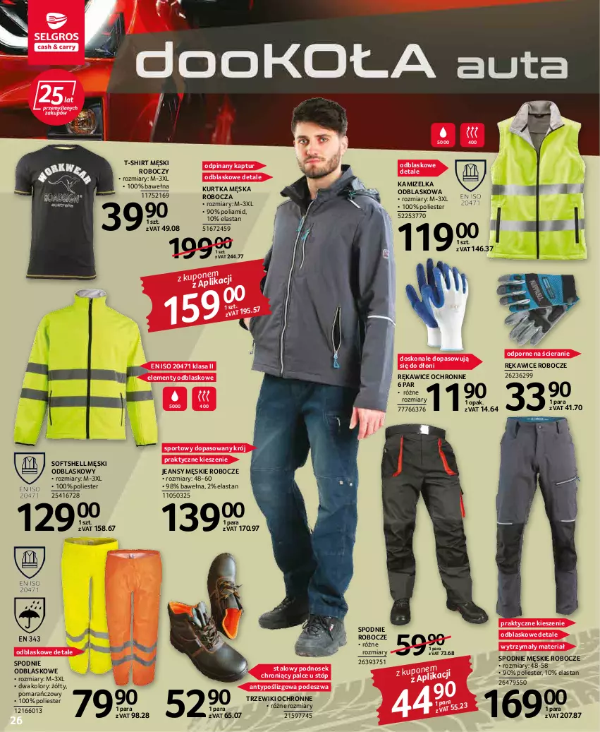 Gazetka promocyjna Selgros - Oferta przemysłowa - ważna 17.03 do 30.03.2022 - strona 26 - produkty: Kamizelka, Kamizelka odblaskowa, Kurtka, Por, Rękawice, Rękawice ochronne, Rękawice robocze, Spodnie, Sport, T-shirt, Wełna