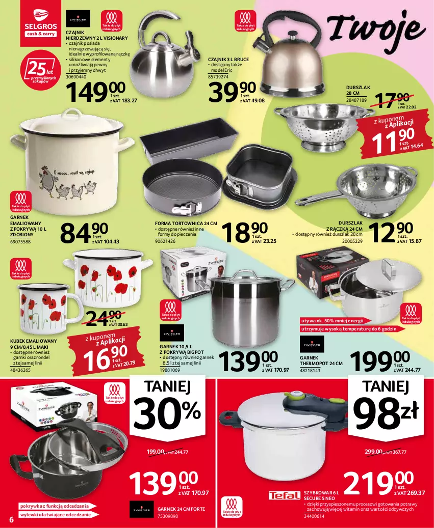 Gazetka promocyjna Selgros - Oferta przemysłowa - ważna 17.03 do 30.03.2022 - strona 6 - produkty: Czajnik, Durszlak, Garnek, Kubek, Mop, Piec, Rondel, Sok, Szybkowar, Tortownica