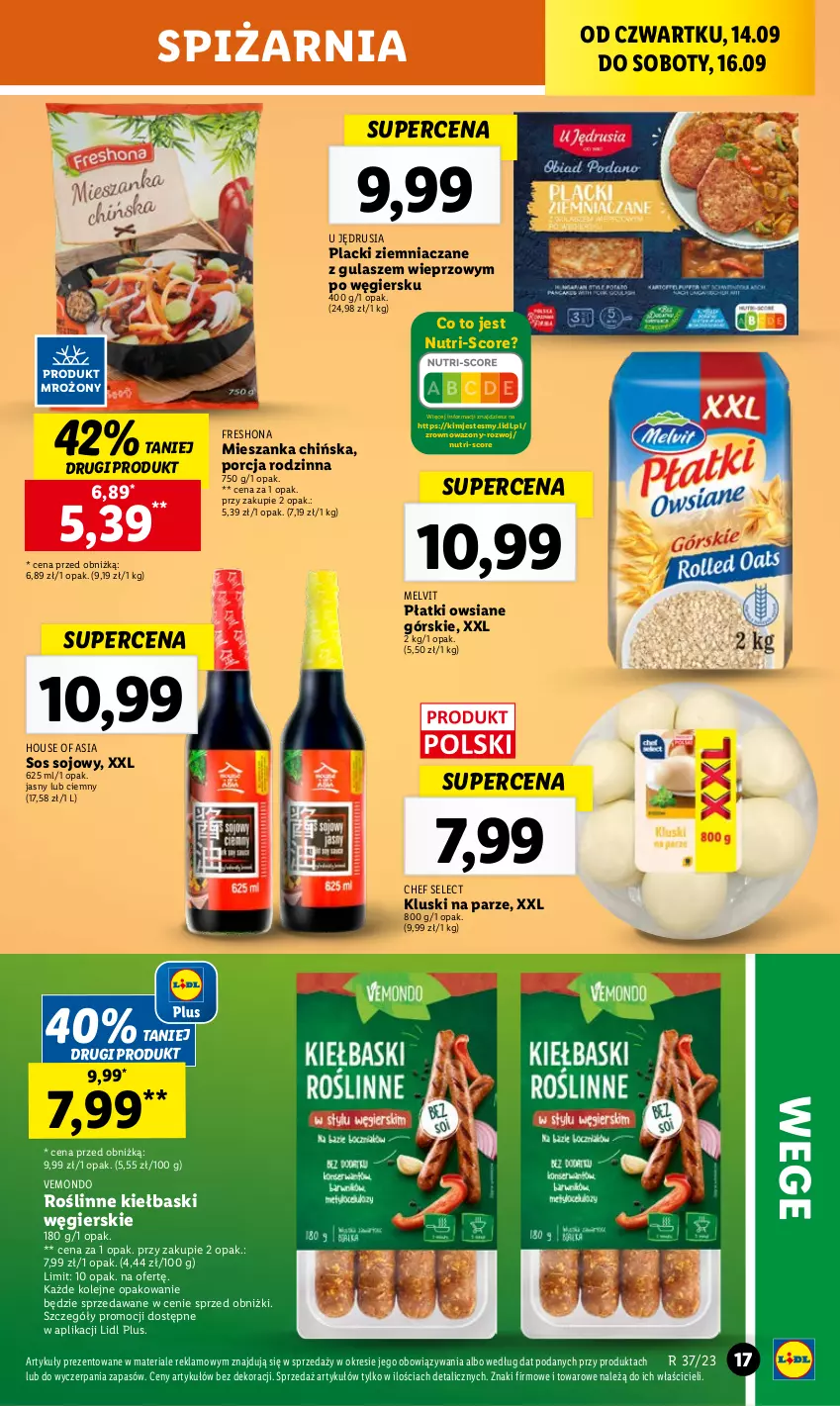 Gazetka promocyjna Lidl - GAZETKA - ważna 14.09 do 16.09.2023 - strona 27 - produkty: House of Asia, Kluski na parze, Lack, Melvit, Olej, Płatki owsiane, Por, Roślinne kiełbaski, Sos, Sos sojowy, Wazon