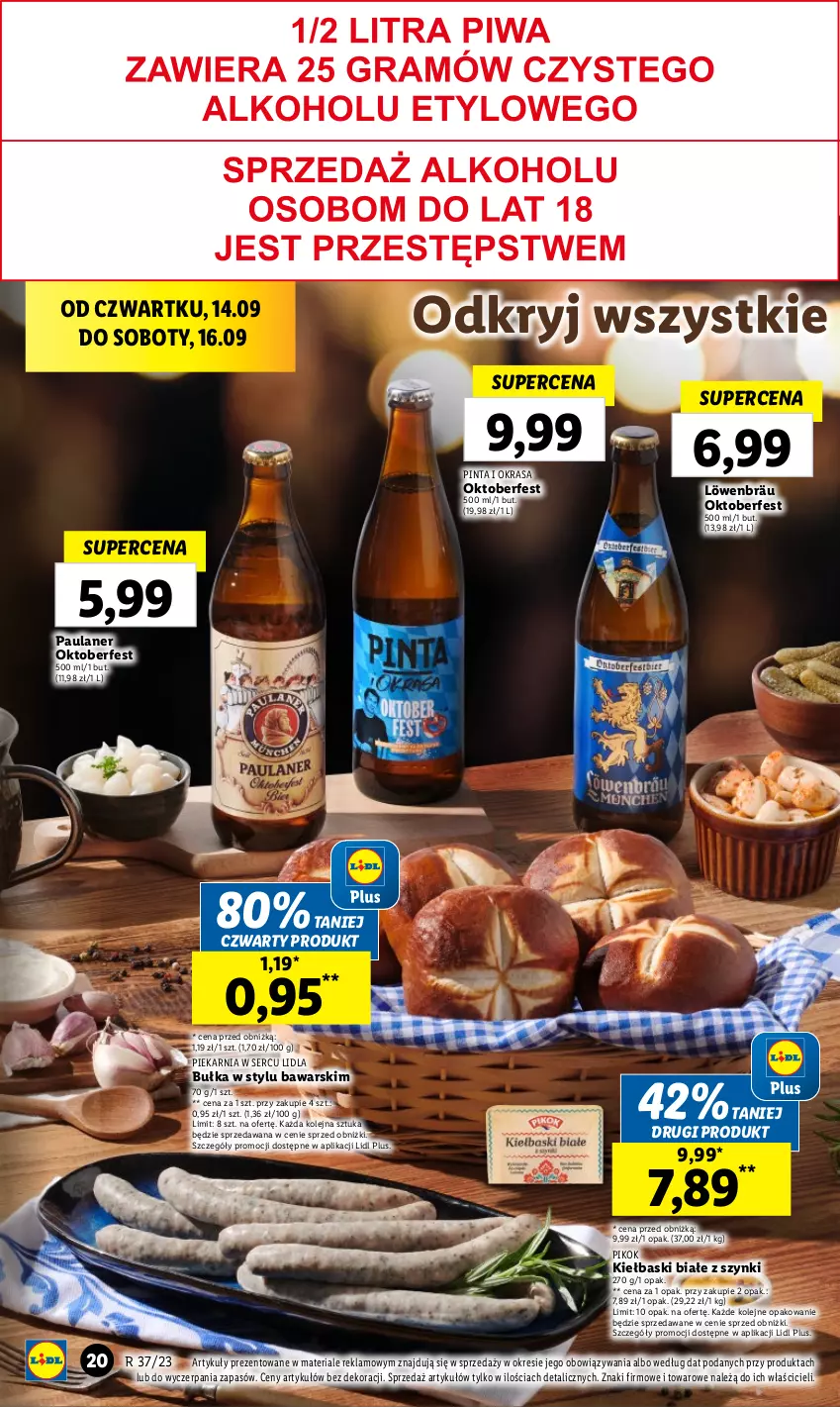 Gazetka promocyjna Lidl - GAZETKA - ważna 14.09 do 16.09.2023 - strona 30 - produkty: Bułka, Kiełbaski białe, Olej, PIKOK, Ser