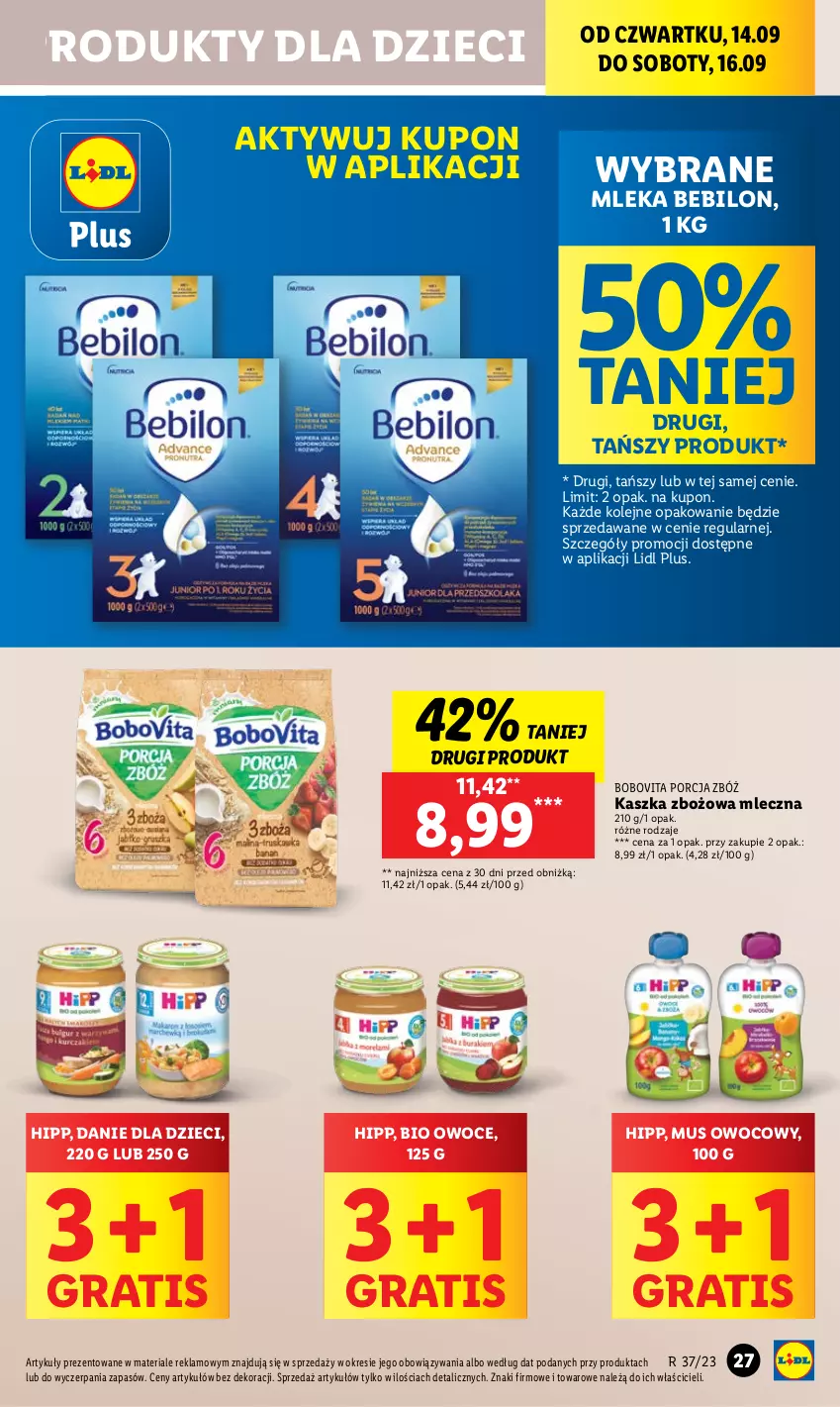 Gazetka promocyjna Lidl - GAZETKA - ważna 14.09 do 16.09.2023 - strona 37 - produkty: BEBILON, BoboVita, Danie dla dzieci, Dzieci, Gra, HiPP, Mus, Olej, Owoce, Por