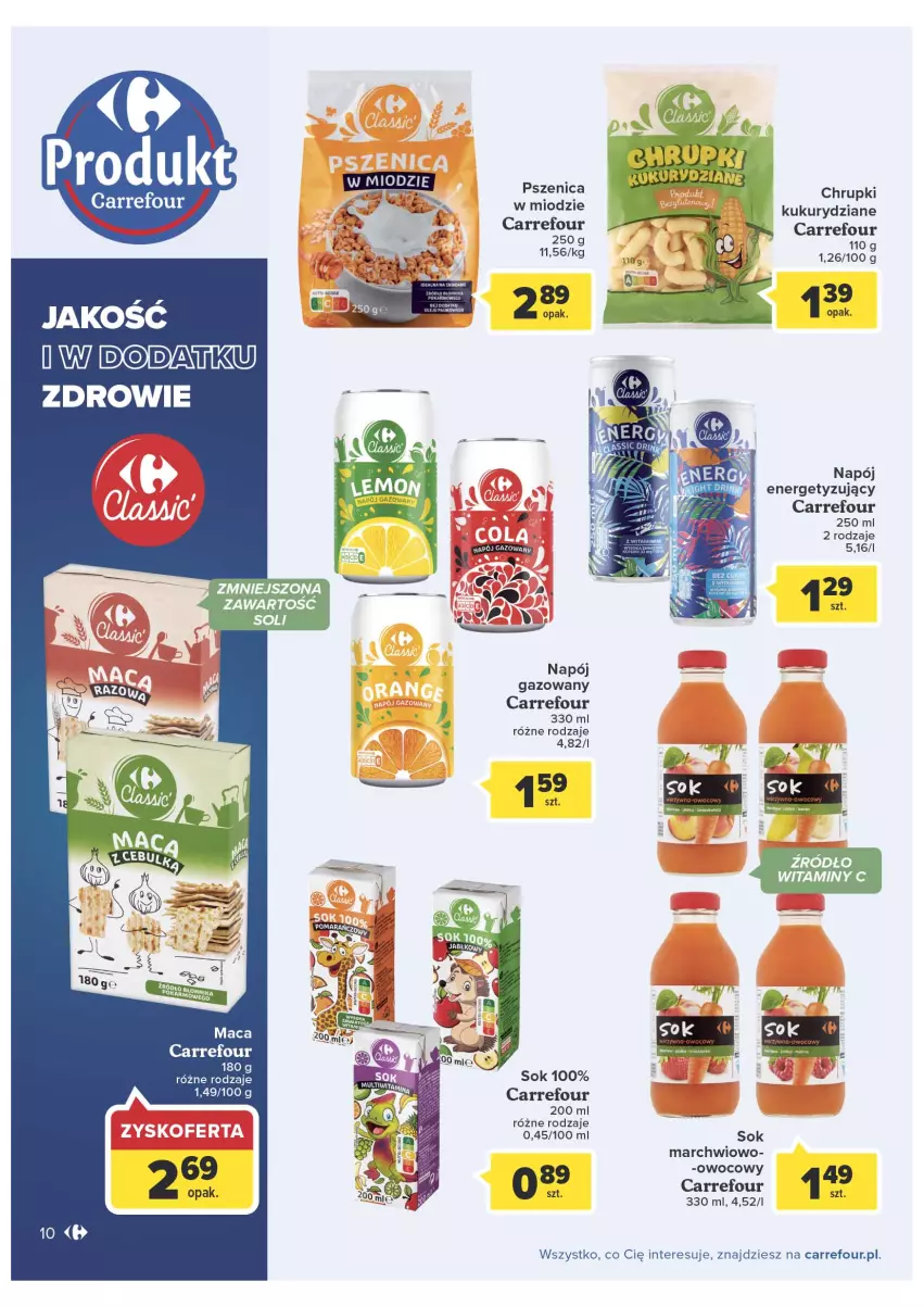 Gazetka promocyjna Carrefour - Gazetka Marka Carrefour - ważna 08.03 do 19.03.2022 - strona 10 - produkty: Chrupki, Napój, Sok, Zdrowie