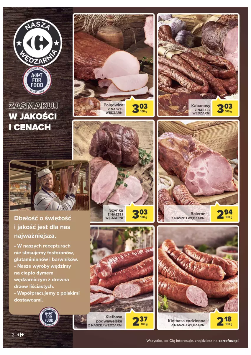 Gazetka promocyjna Carrefour - Gazetka Marka Carrefour - ważna 08.03 do 19.03.2022 - strona 2 - produkty: Kiełbasa, Kiełbasa podwawelska, Szynka, Wawel