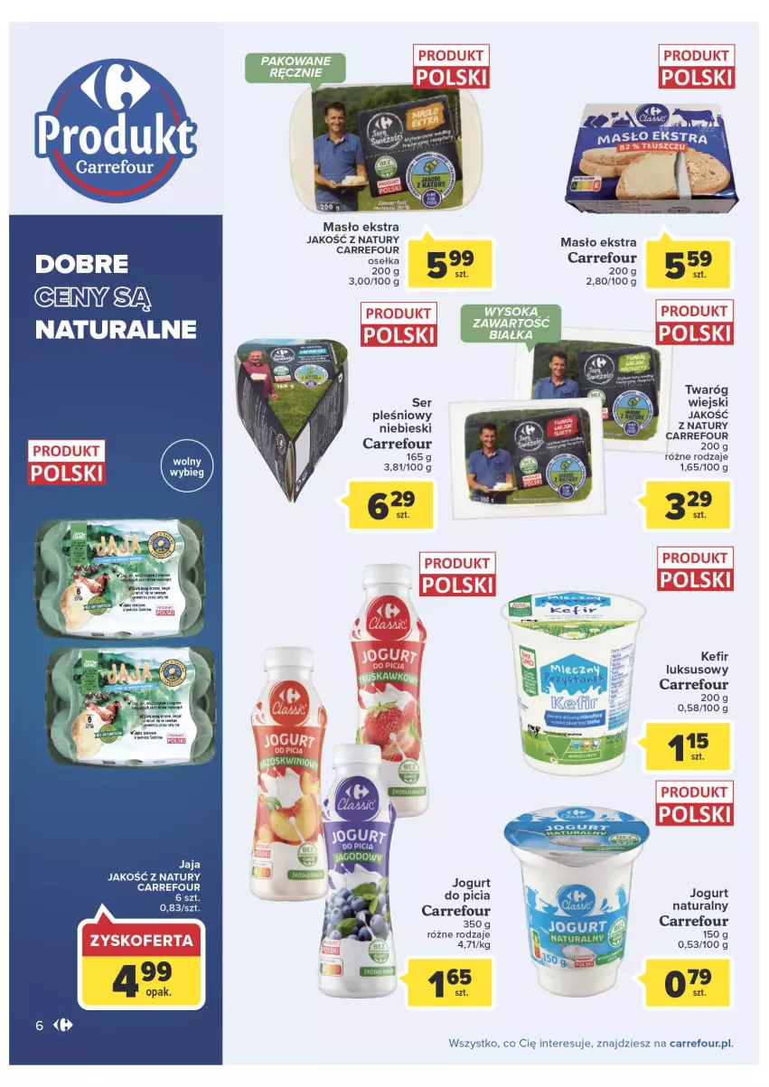 Gazetka promocyjna Carrefour - Gazetka Marka Carrefour - ważna 08.03 do 19.03.2022 - strona 6 - produkty: Jaja, Jogurt, Kefir, Masło, Ser, Ser pleśniowy, Twaróg