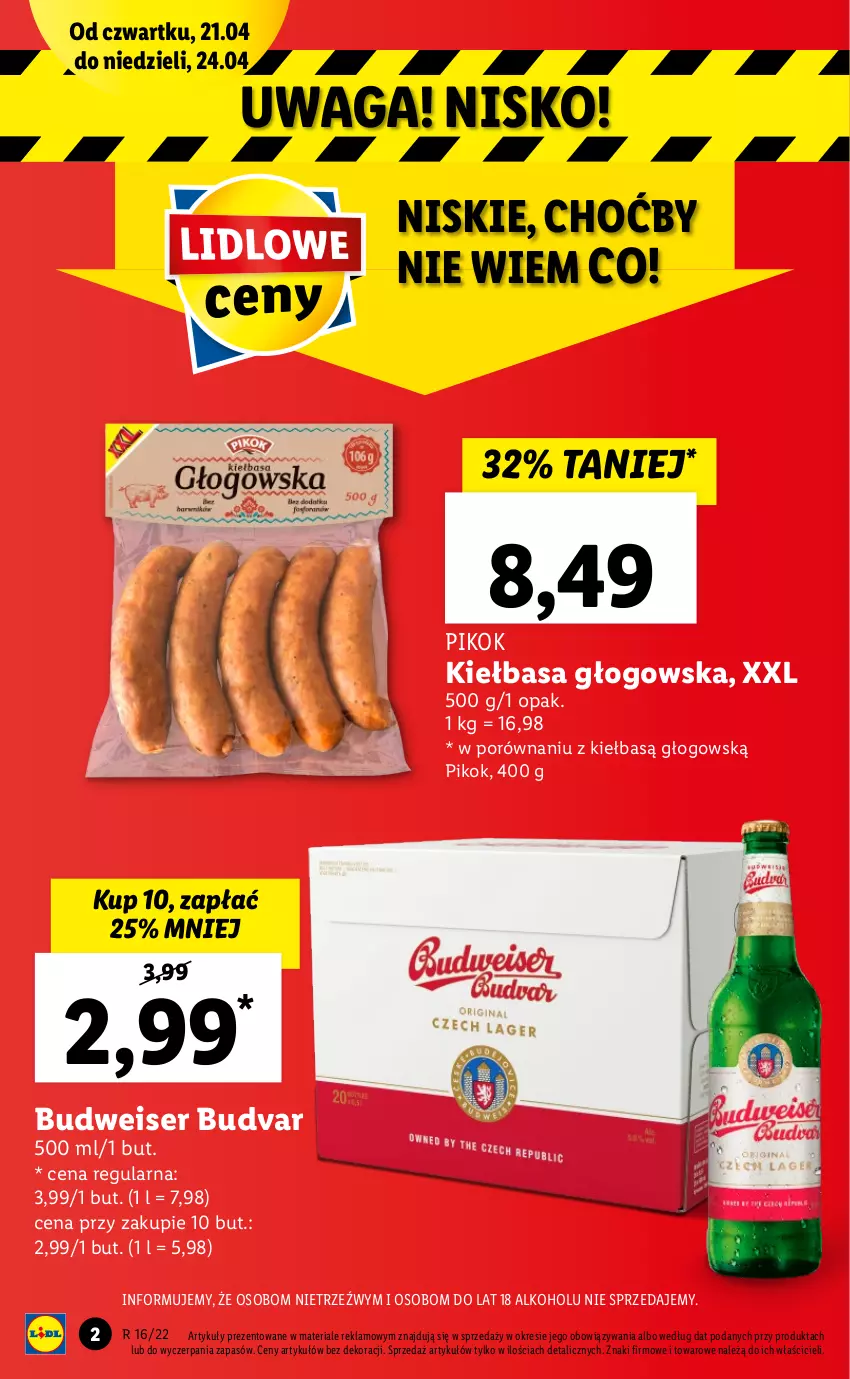 Gazetka promocyjna Lidl - GAZETKA - ważna 21.04 do 24.04.2022 - strona 2 - produkty: Kiełbasa, Kiełbasa głogowska, PIKOK, Por, Ser, Waga