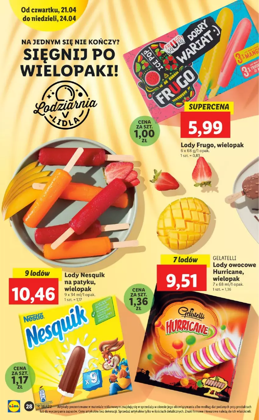 Gazetka promocyjna Lidl - GAZETKA - ważna 21.04 do 24.04.2022 - strona 28 - produkty: Lody, Nesquik