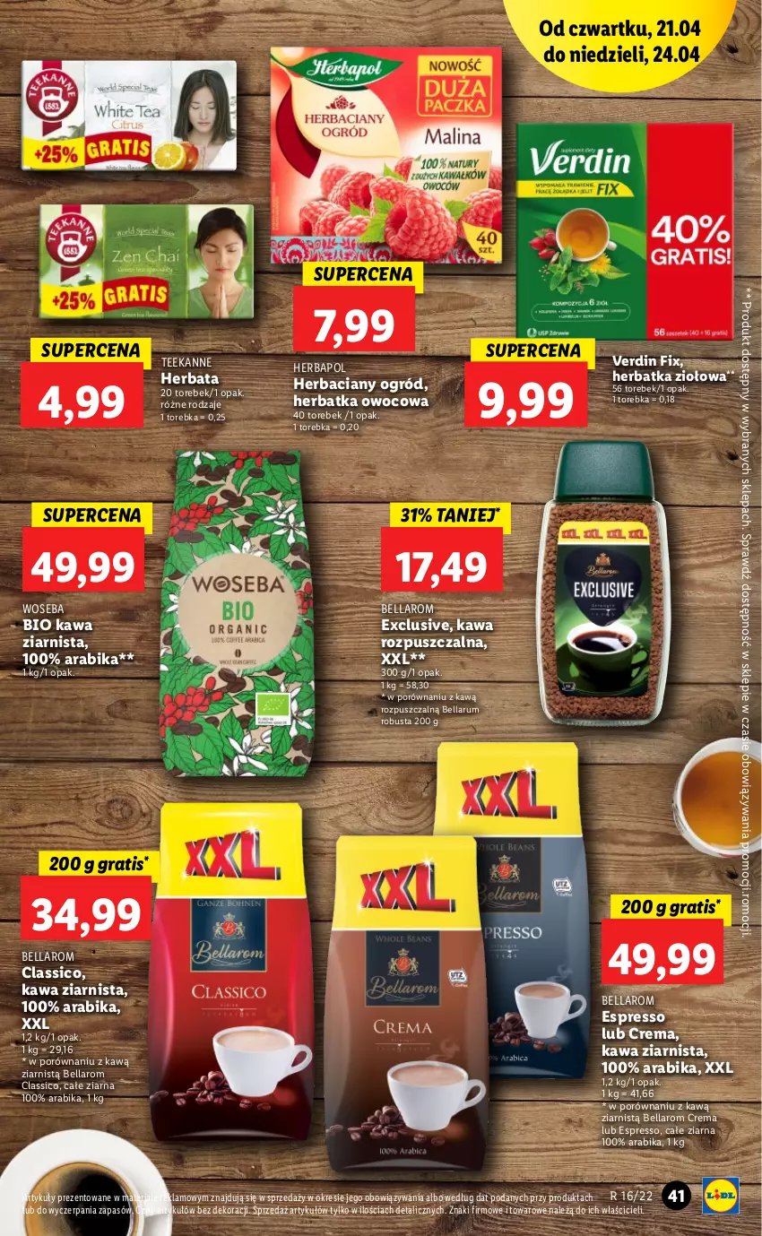 Gazetka promocyjna Lidl - GAZETKA - ważna 21.04 do 24.04.2022 - strona 41 - produkty: Bell, Bella, Gra, Herbapol, Herbata, Kawa, Kawa rozpuszczalna, Kawa ziarnista, Ogród, Por, Rum, Teekanne, Torebka, Woseba