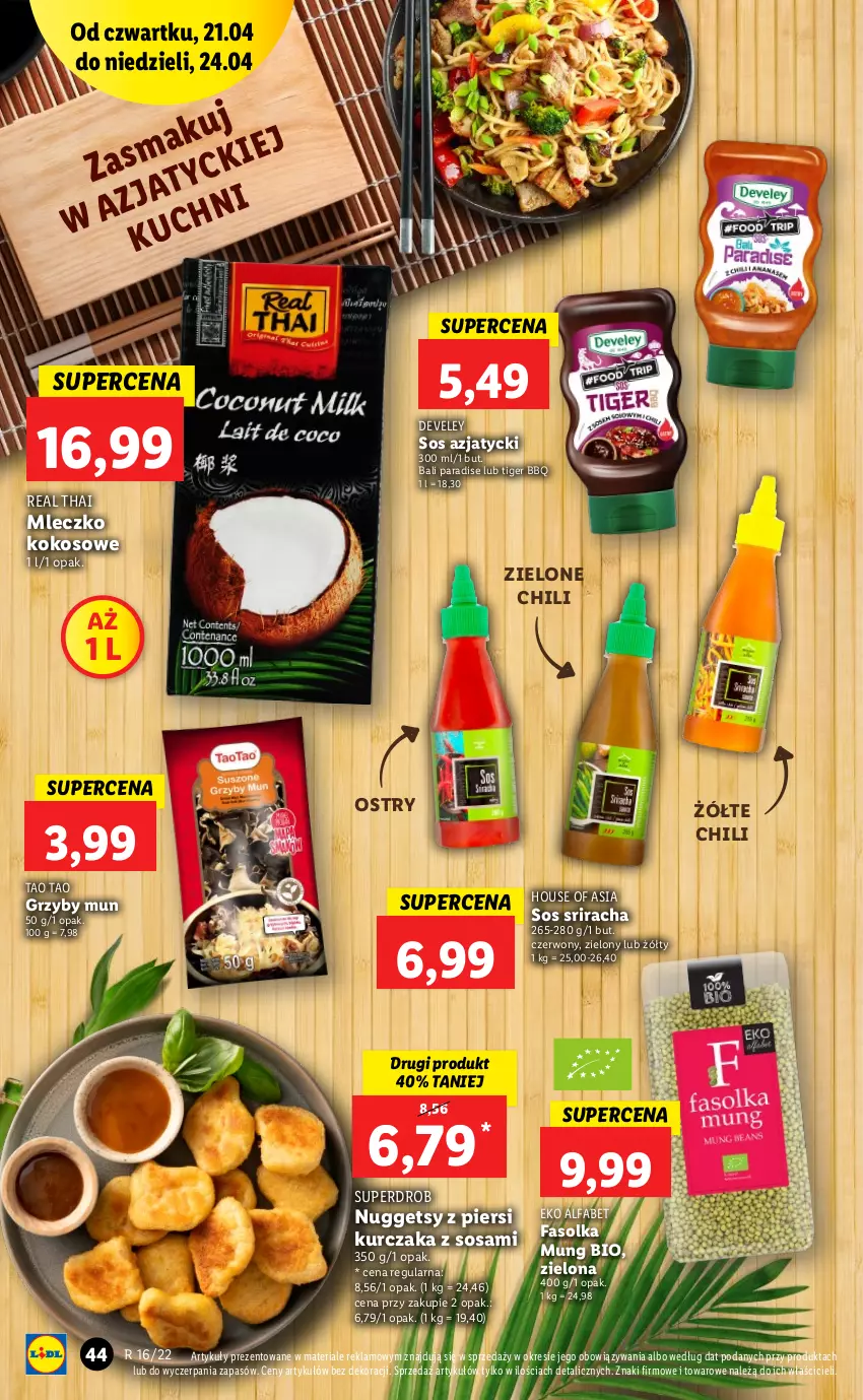 Gazetka promocyjna Lidl - GAZETKA - ważna 21.04 do 24.04.2022 - strona 44 - produkty: Fa, Grzyby, Grzyby mun, House of Asia, Kokos, Kurczak, Mleczko, Sos, Tiger