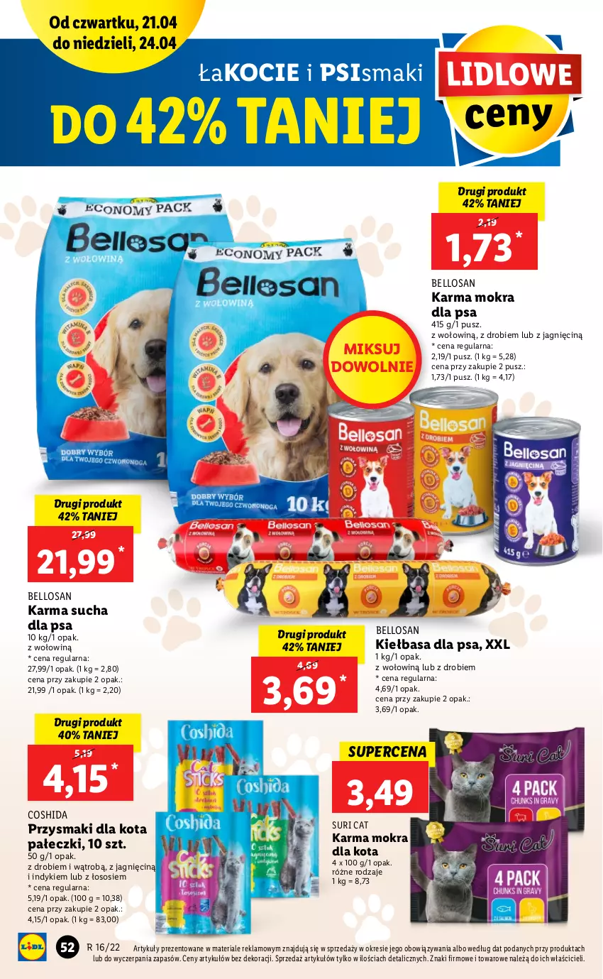 Gazetka promocyjna Lidl - GAZETKA - ważna 21.04 do 24.04.2022 - strona 52 - produkty: Bell, Kiełbasa, Koc, Przysmaki, Sos