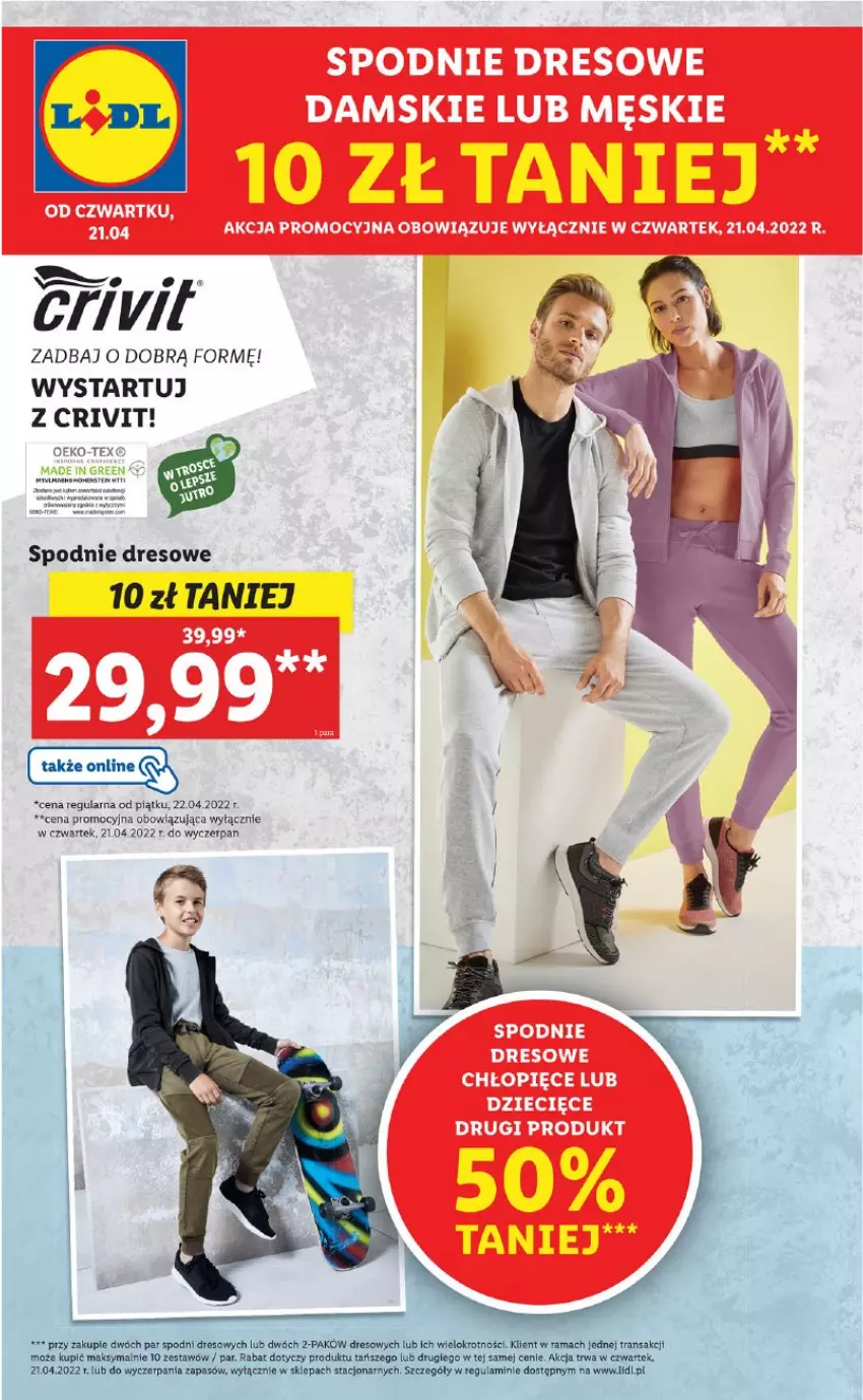 Gazetka promocyjna Lidl - GAZETKA - ważna 21.04 do 24.04.2022 - strona 56 - produkty: Dres, Rama, Spodnie, Spodnie dresowe, Tran