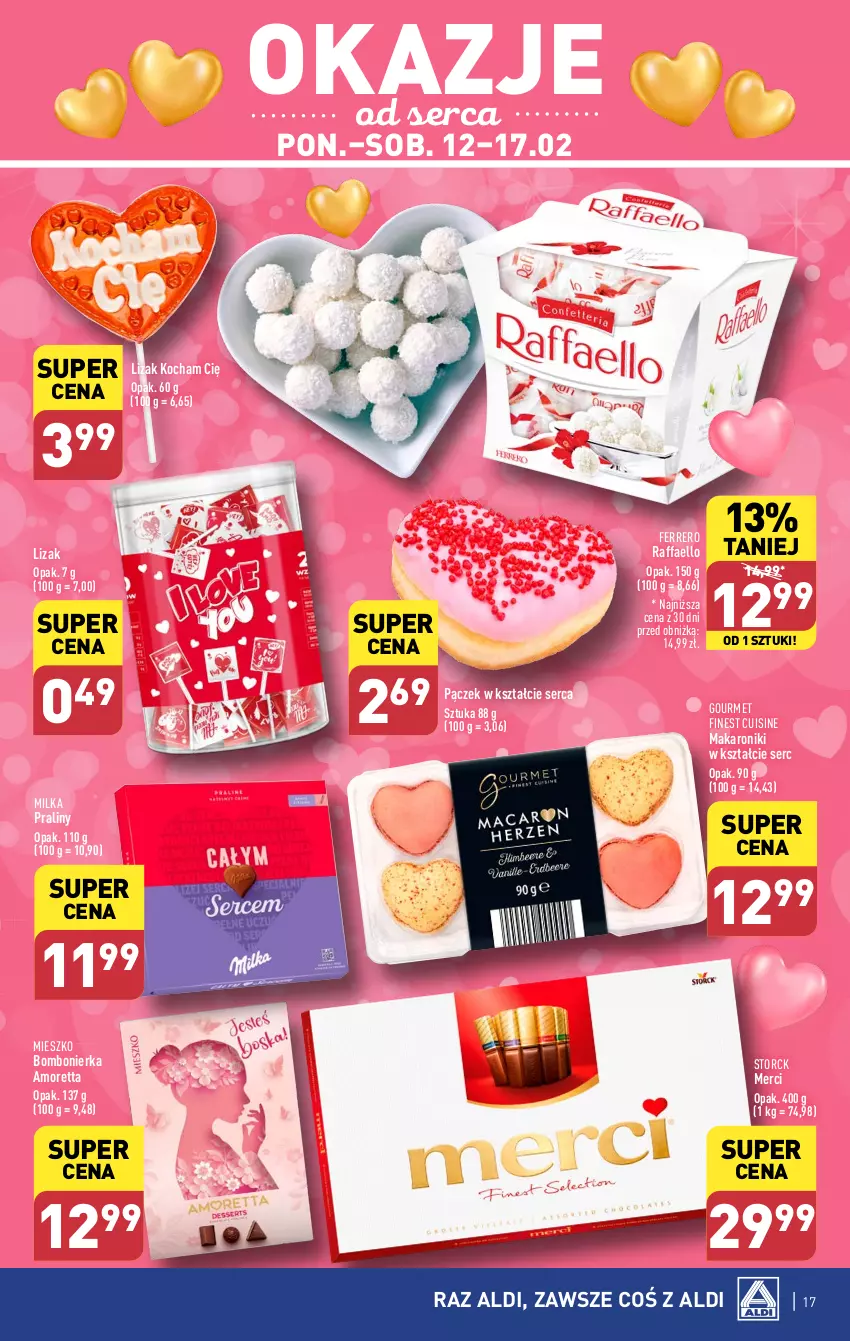 Gazetka promocyjna Aldi - Pełna oferta - ważna 12.02 do 17.02.2024 - strona 17 - produkty: Fa, Ferrero, Koc, Makaron, Merci, Milka, Pączek, Praliny, Raffaello, Ser