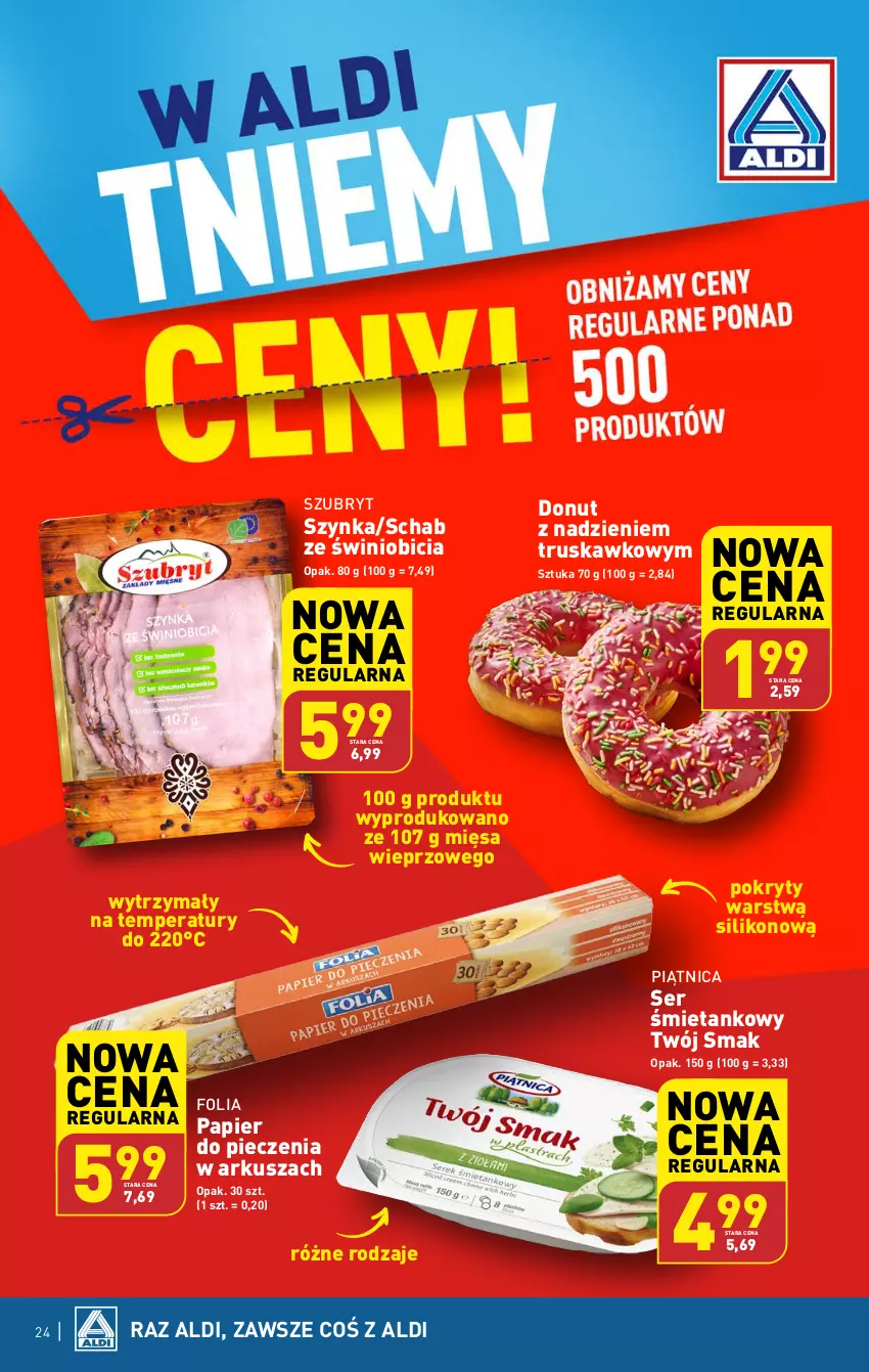 Gazetka promocyjna Aldi - Pełna oferta - ważna 12.02 do 17.02.2024 - strona 24 - produkty: BIC, Donut, Papier, Papier do pieczenia, Piątnica, Piec, Ser, Szubryt, Szynka, Twój Smak