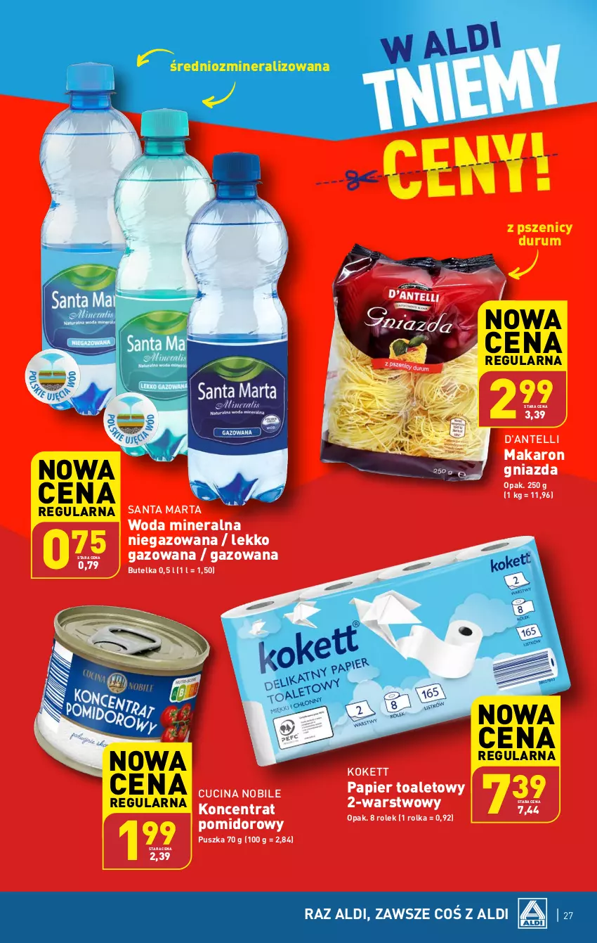 Gazetka promocyjna Aldi - Pełna oferta - ważna 12.02 do 17.02.2024 - strona 27 - produkty: Koncentrat pomidorowy, Makaron, Papier, Papier toaletowy, Rum, Woda, Woda mineralna