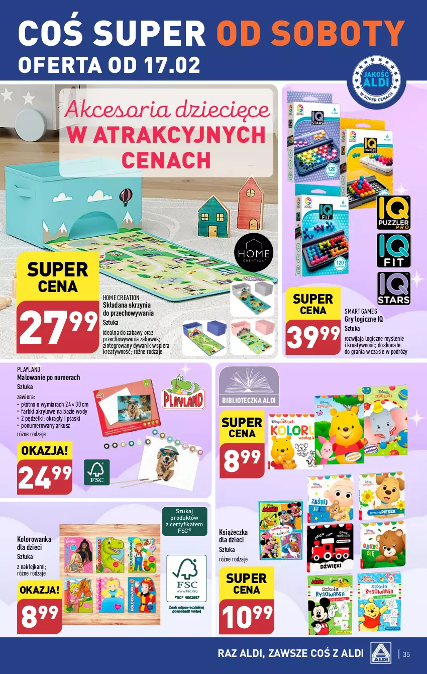 Gazetka promocyjna Aldi - Pełna oferta - ważna 12.02 do 17.02.2024 - strona 35 - produkty: Dywan, Dywanik, Dzieci, Fa, Gra, Gry, Klej, Kolorowanka