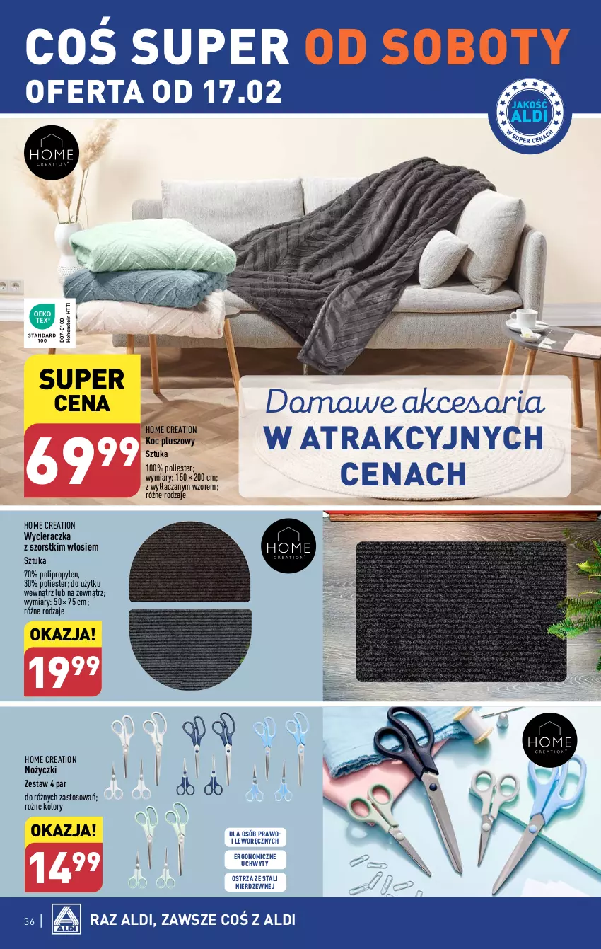 Gazetka promocyjna Aldi - Pełna oferta - ważna 12.02 do 17.02.2024 - strona 36 - produkty: Koc, Noż, Nożyczki, Uchwyty, Wycieraczka