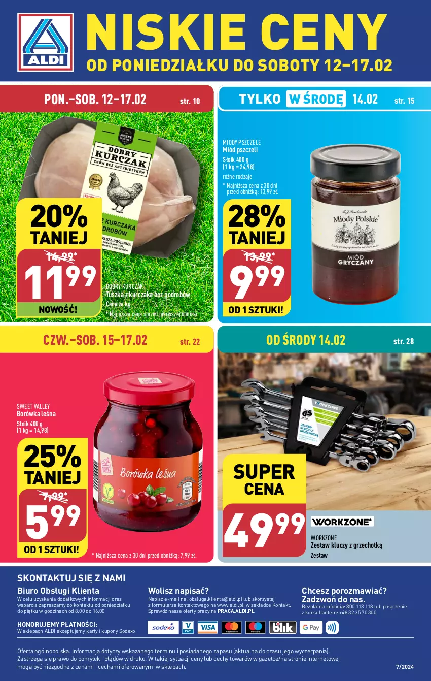 Gazetka promocyjna Aldi - Pełna oferta - ważna 12.02 do 17.02.2024 - strona 38 - produkty: Biuro, Borówka, Kurczak, Miód, O nas, Por, Tusz, Zestaw kluczy