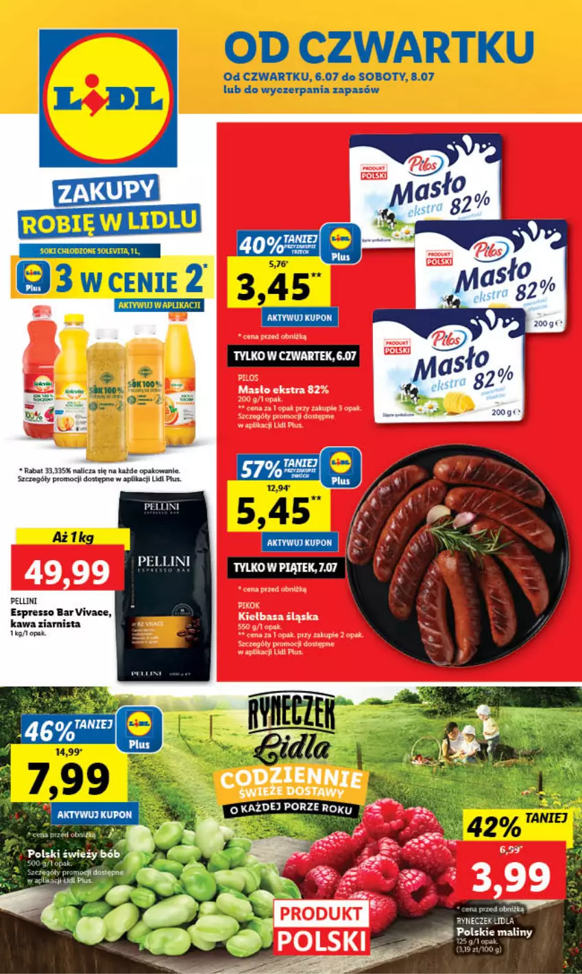 Gazetka promocyjna Lidl - GAZETKA - ważna 06.07 do 08.07.2023 - strona 1 - produkty: Kawa, Kawa ziarnista, Masło, Pilos, Por