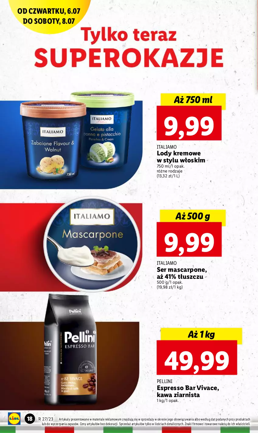 Gazetka promocyjna Lidl - GAZETKA - ważna 06.07 do 08.07.2023 - strona 32 - produkty: Kawa, Kawa ziarnista, Lody, Mascarpone, Ser