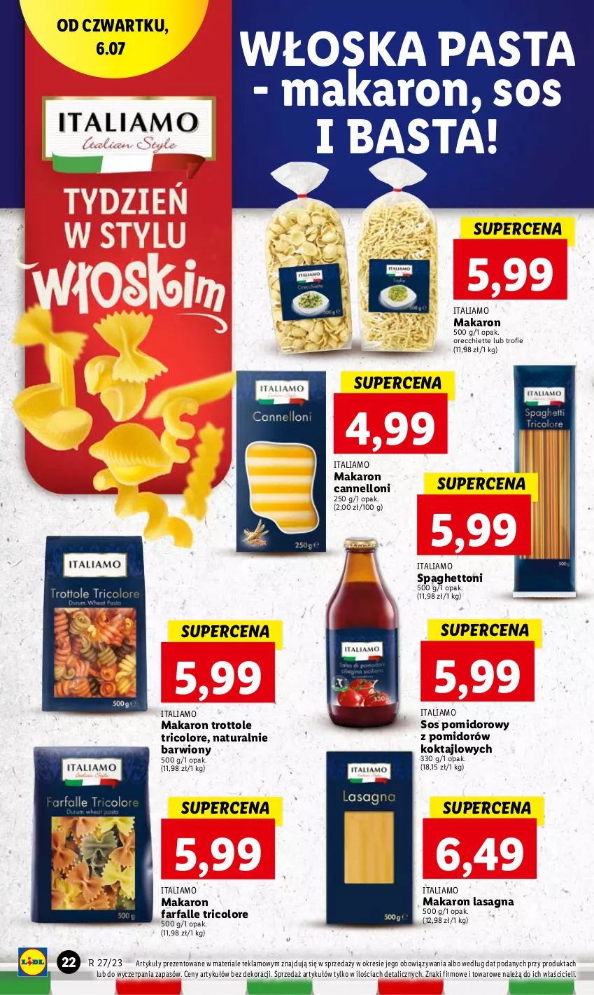 Gazetka promocyjna Lidl - GAZETKA - ważna 06.07 do 08.07.2023 - strona 36 - produkty: Fa, Makaron, Sos, Sos pomidorowy