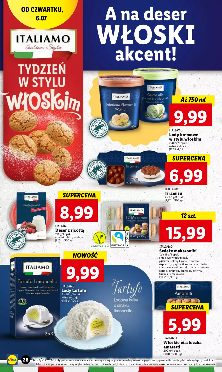 Gazetka promocyjna Lidl - GAZETKA - ważna 06.07 do 08.07.2023 - strona 42 - produkty: Czekolada, Deser, Lody, Makaron, Ser