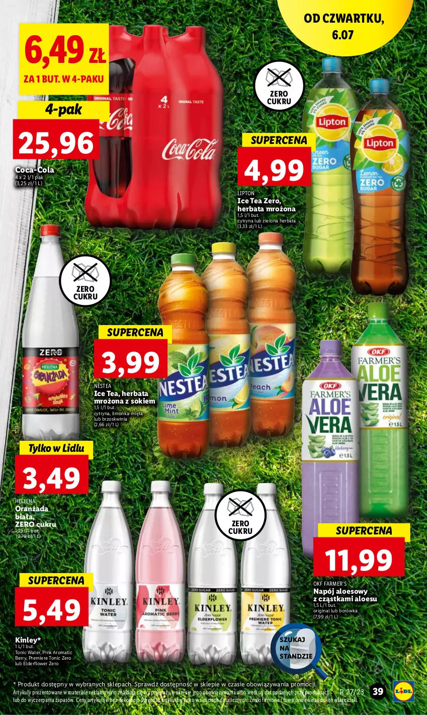 Gazetka promocyjna Lidl - GAZETKA - ważna 06.07 do 08.07.2023 - strona 53 - produkty: Borówka, Coca-Cola, Fa, Gin, Hellena, Herbata, Ice tea, Limonka, Lipton, Mięta, Napój, Nestea, Oranżada, Premiere, Sok